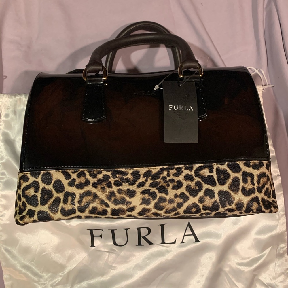 Furla leopard candy bag. NWT.